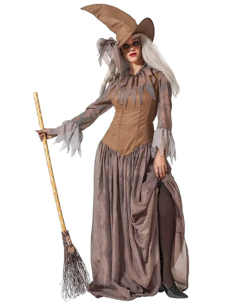 Traditionelles Hexen-Damenkostüm für Halloween braun