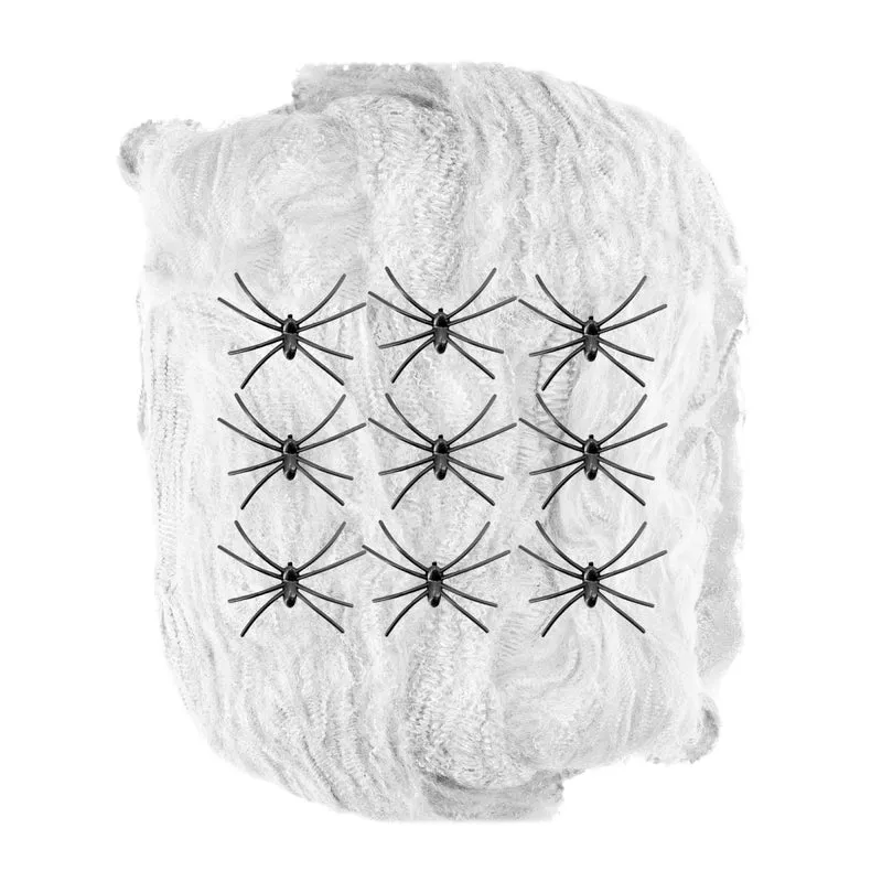 Halloween Spinnennetz mit Spinnen 10 Stück