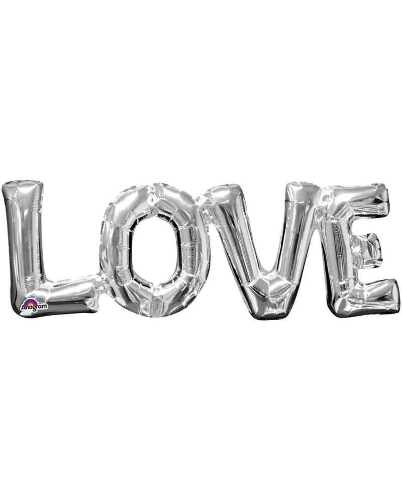 Silberner Schriftzug Love Folienballon