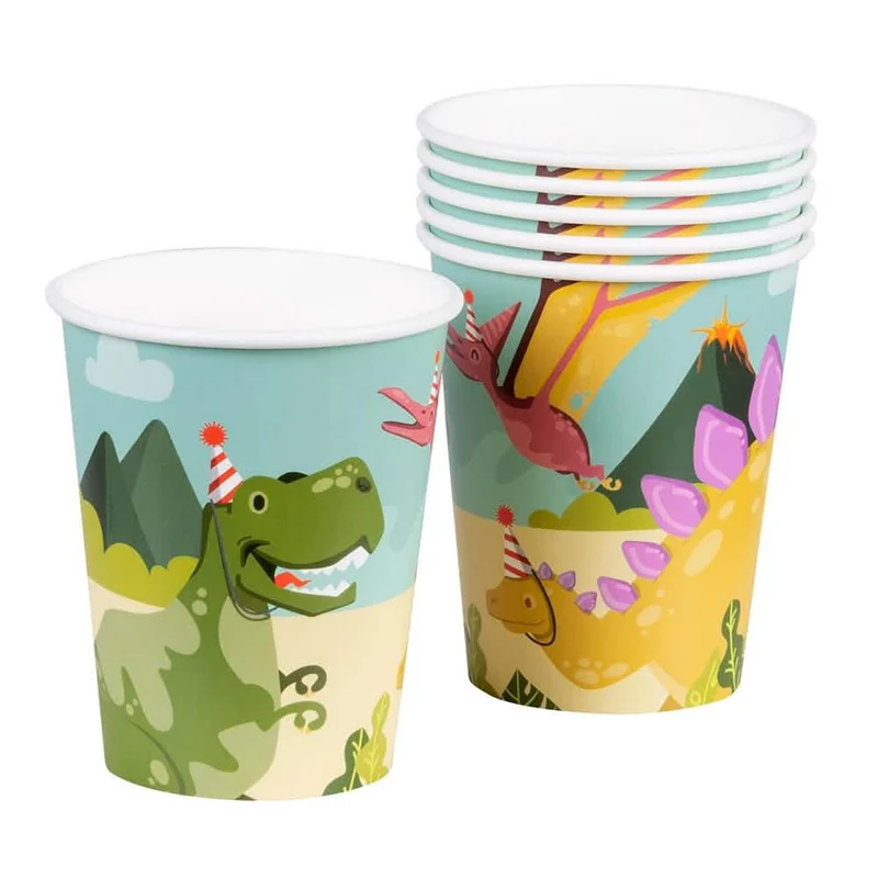 6 Dino Party Pappbecher 25 cl