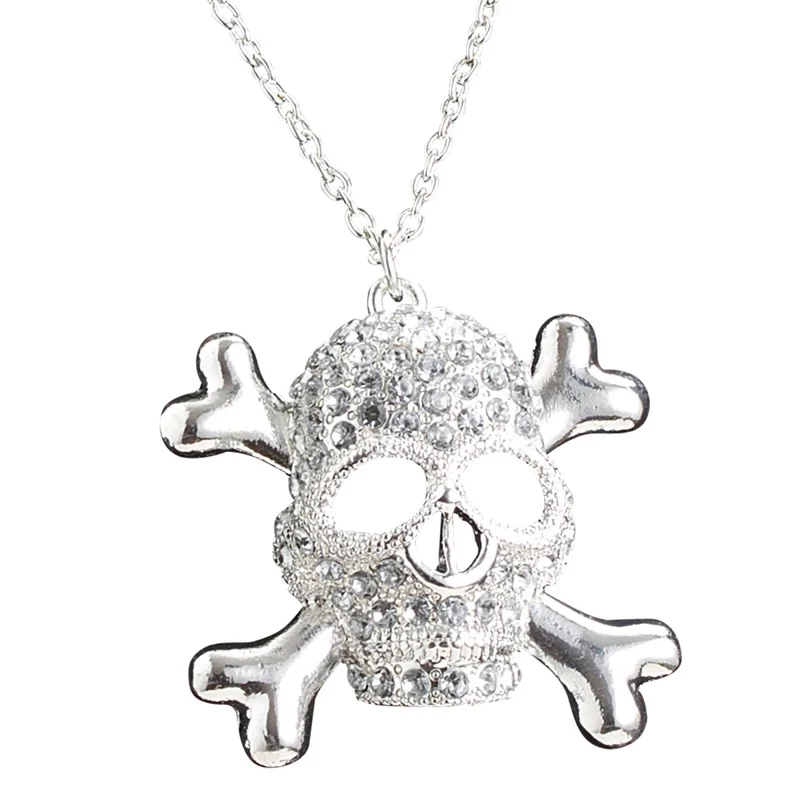 Halloween Halskette Totenkopf mit Diamanten