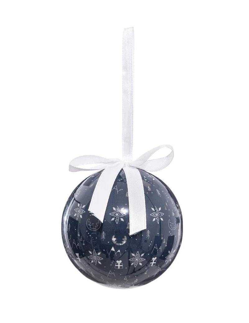 Schneekugel blau mit Schneeflocken 7,5 cm, Christbaumschmuck