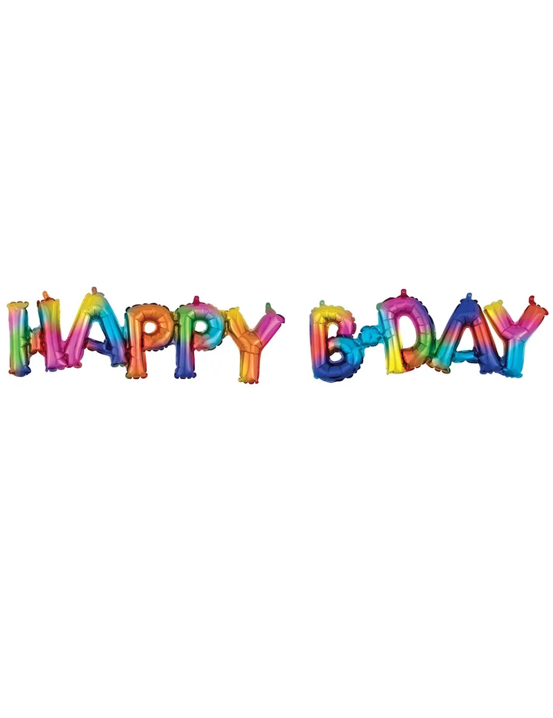 Aluminium Happy B-Day Ballon mehrfarbig 76 x 25 cm luftfüllbar
