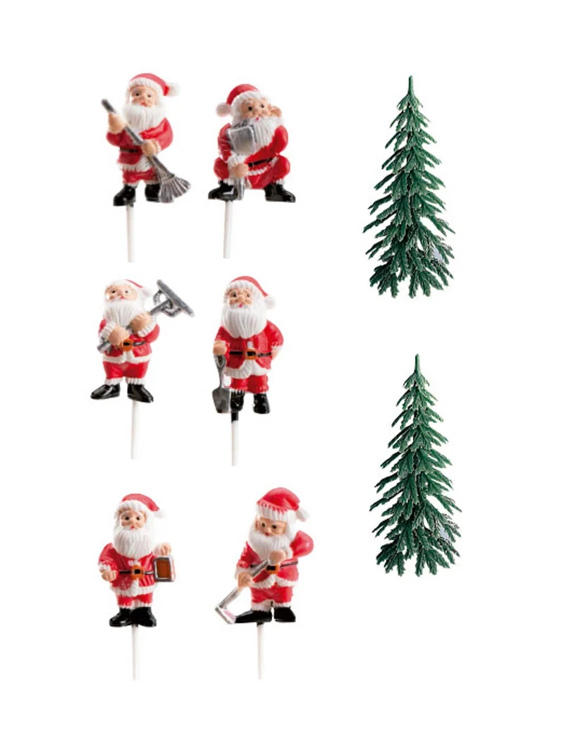 Weihnachtsbûche-Dekorationsset 3 bis 6 cm, 6 Figuren