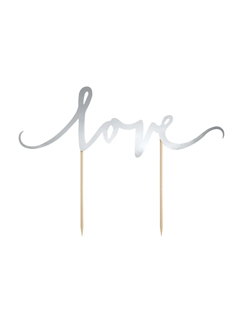 Tortenaufsatz "Love" glänzend Silber