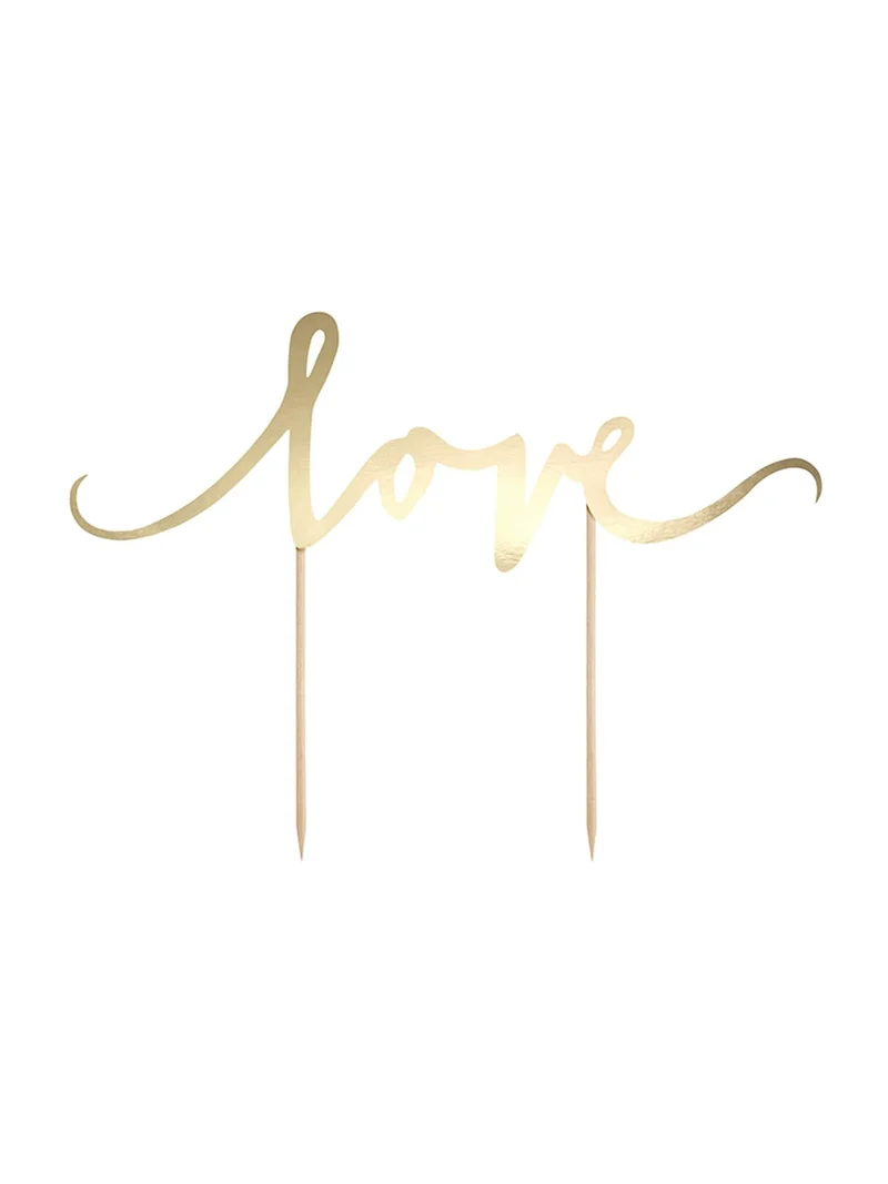 Tortendekoration Love Gold 16,5 x 23 cm für Hochzeit