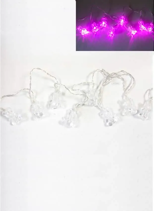 Lichterkette mit rosa Bärchen, 1,6 m, 10 LEDs