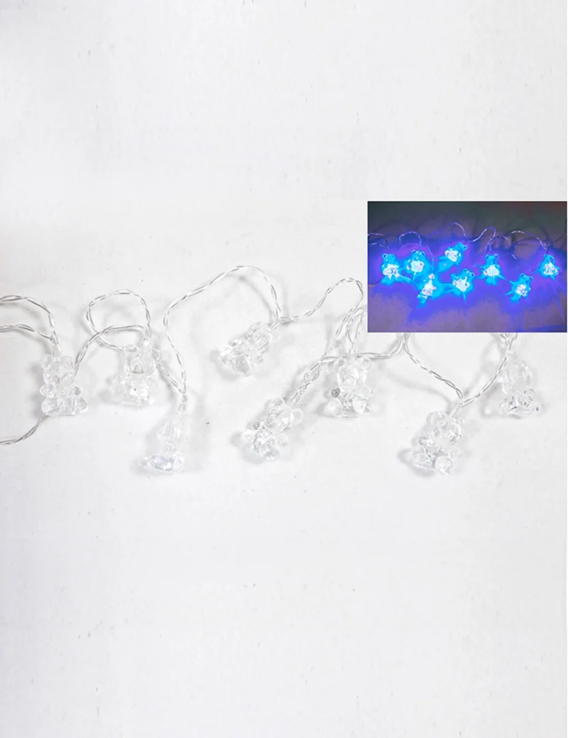 Lichterkette mit hellblauen Teddybären, 1,6 m, 10 LEDs