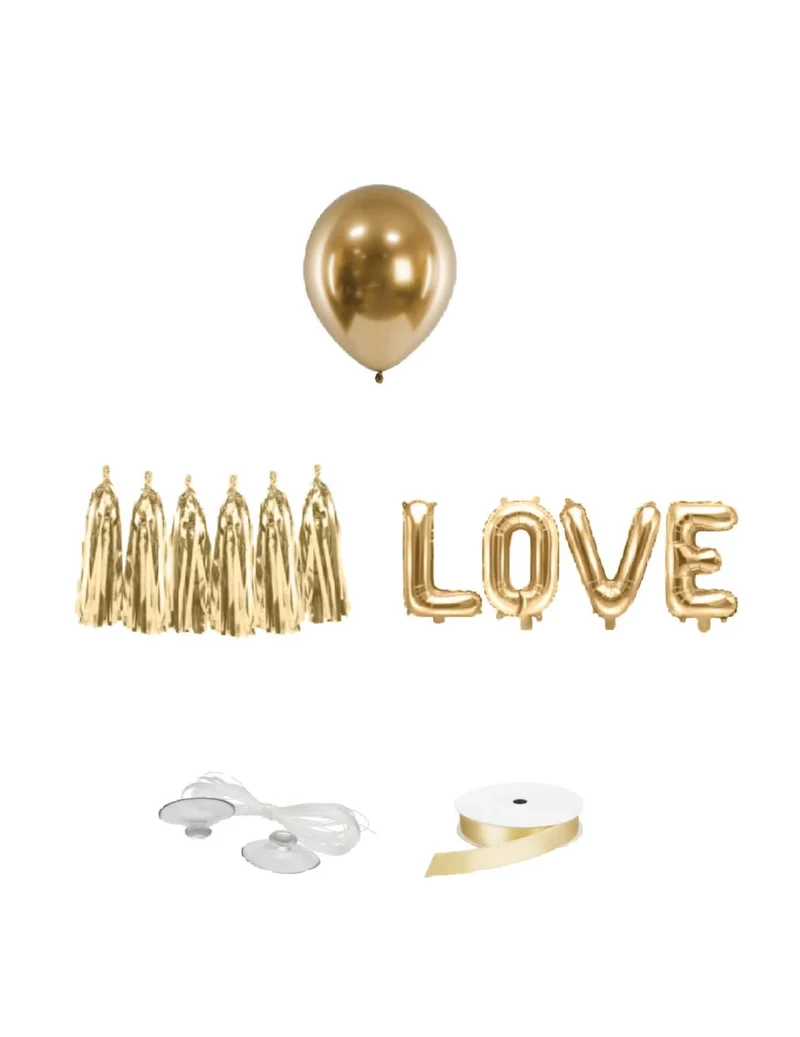 Hochzeitsauto Deko-Set Gold 12-teilig