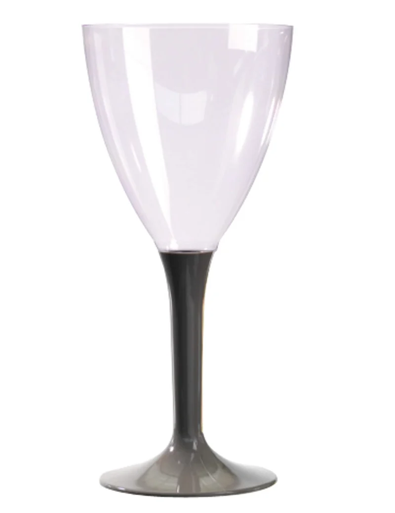 10 transparente Weingläser mit taupefarbenem Fuß 160 ml