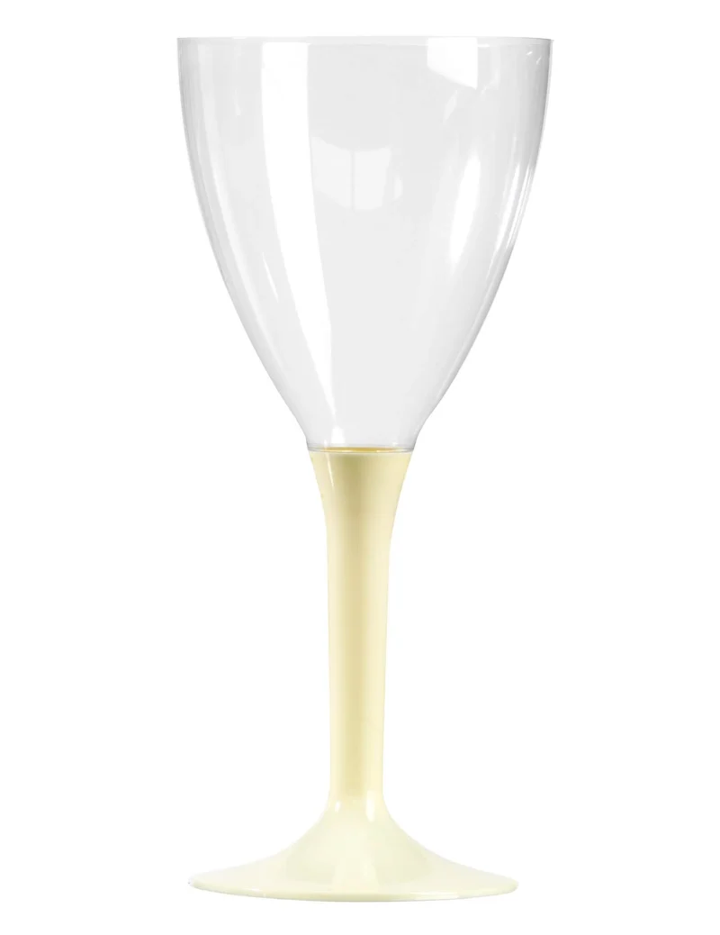 10 Weingläser mit elfenbeinfarbenem Stiel, 160 ml, aus Kunststoff