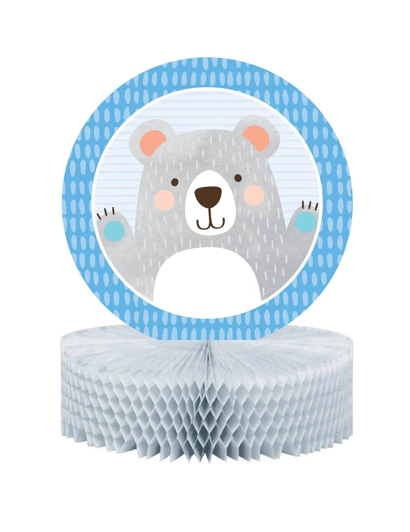 Waben-Tischdeko kleiner grauer Bär 30,5 x 22,8 cm für Babyparty