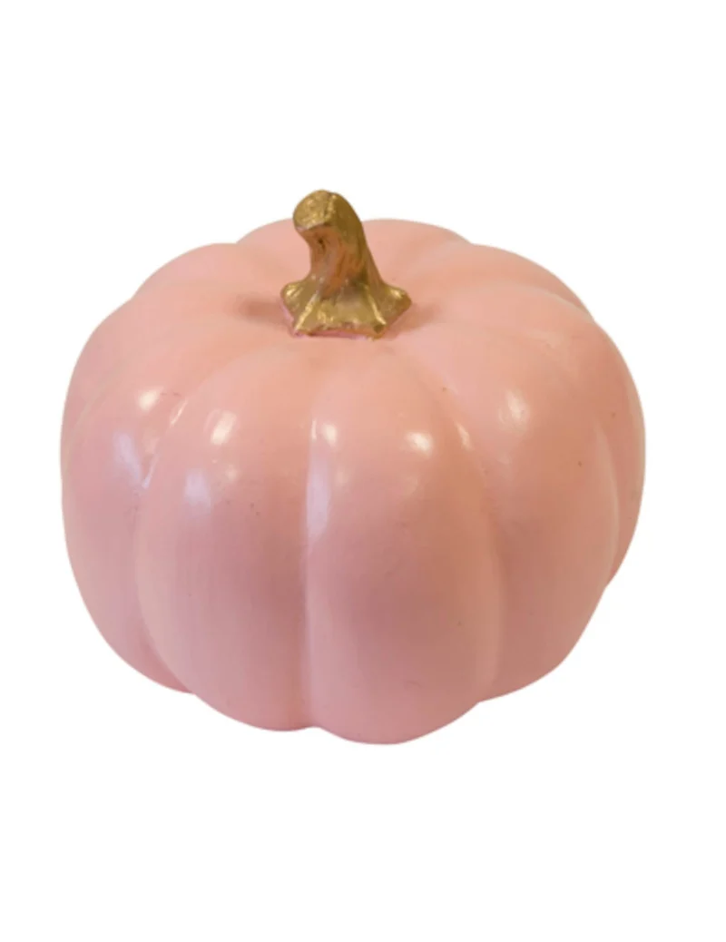 Rosa und goldener Harzkürbis 12,5 cm Halloween-Deko