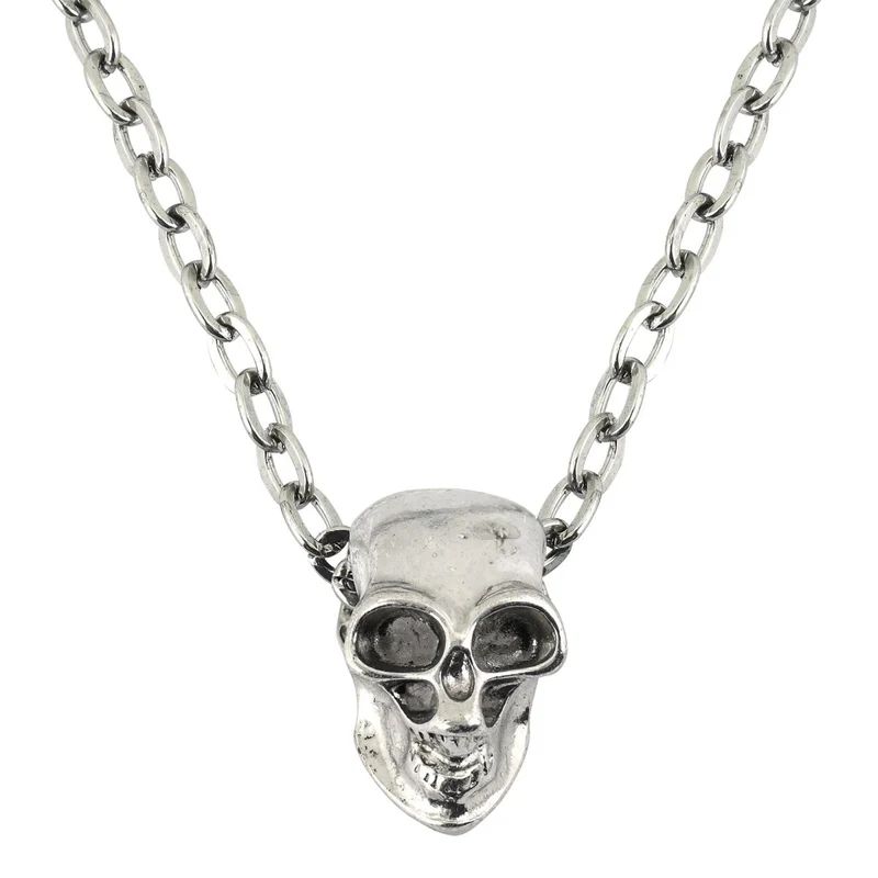 Halloween Halskette Silberner Totenkopf