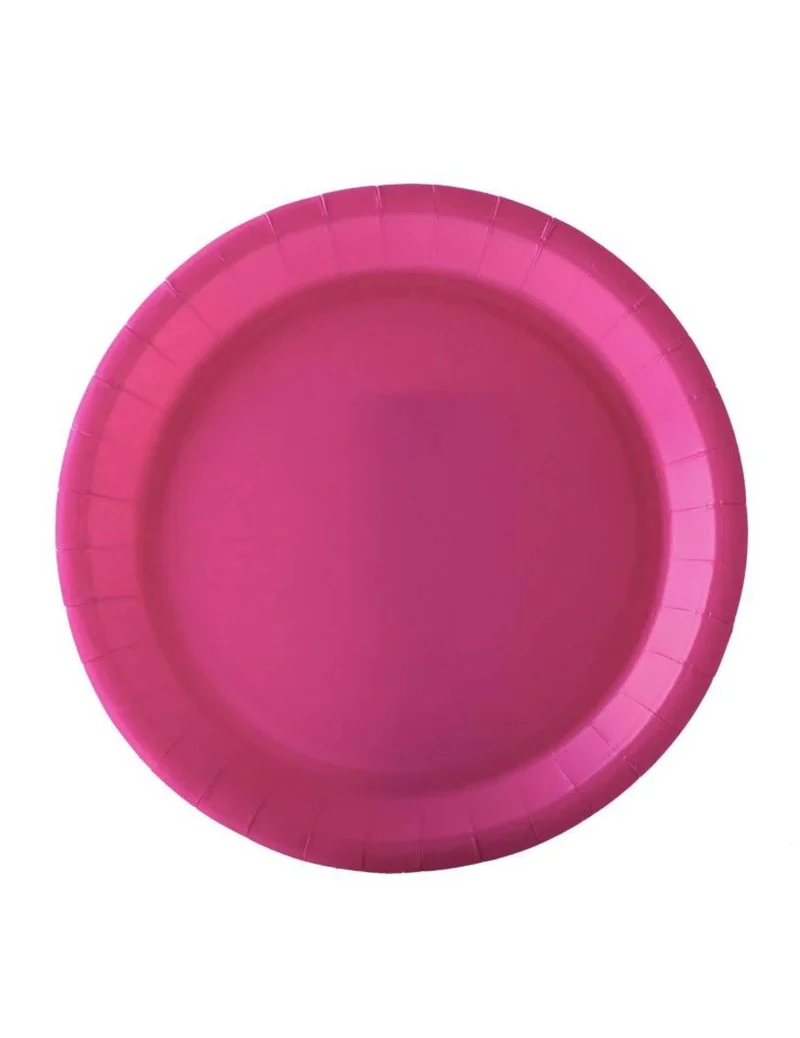 10 fuchsiafarbene Pappteller 22 cm ohne Plastik