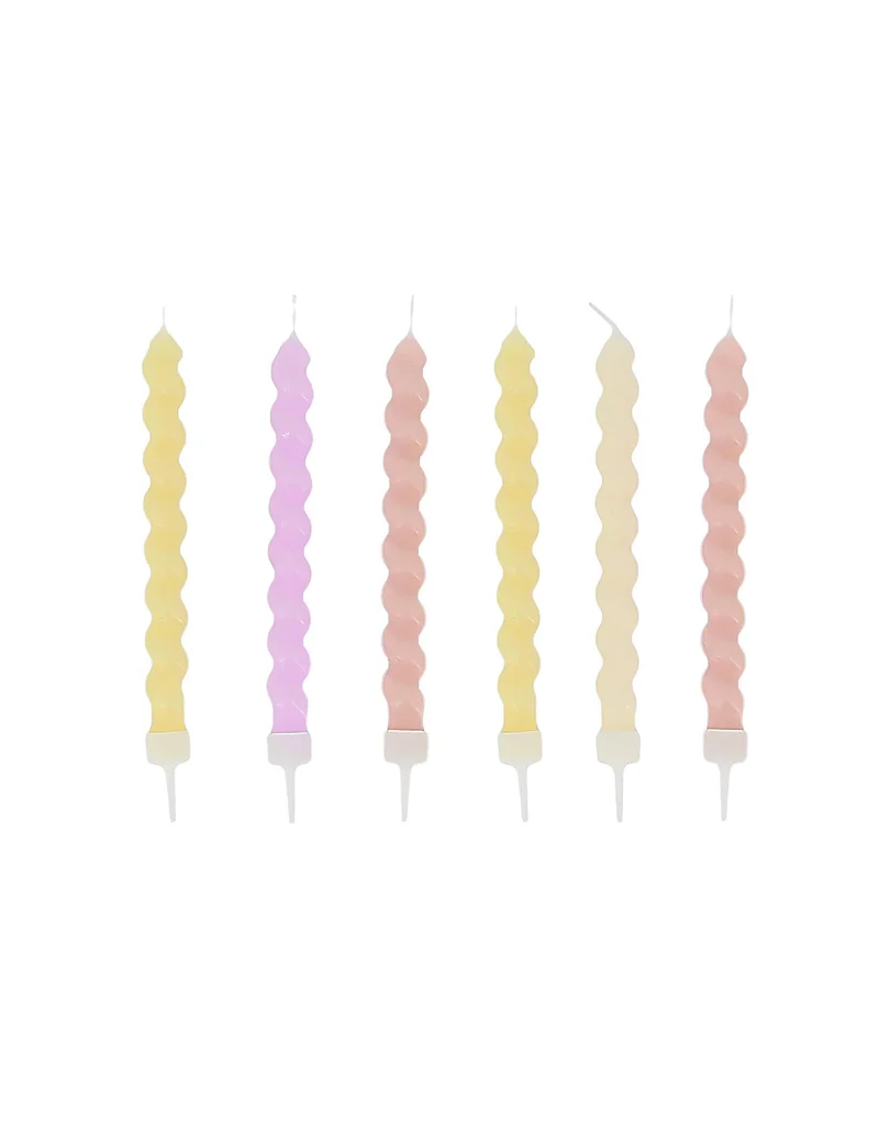 6 gedrehte Pastell-Farbverlaufskerzen 8,5 cm