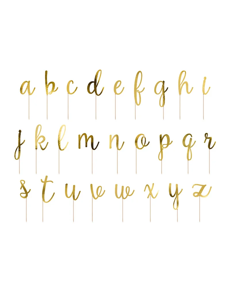 Kit Tortenaufsätze aus Holz mit goldenen Metallbuchstaben für Kuchen