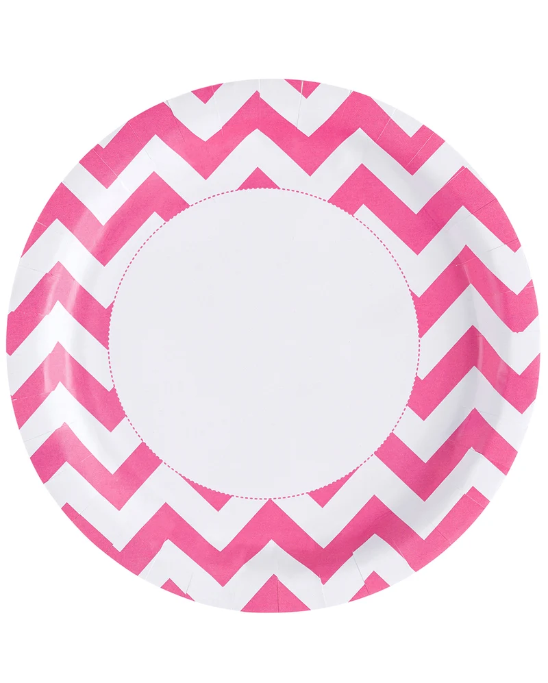 Zick-Zack Pappteller pink 8 St.