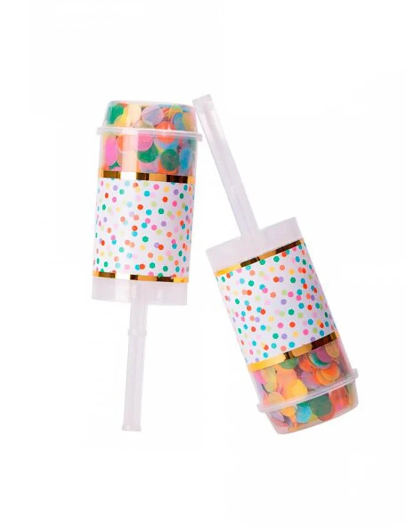 2 bunte Konfetti-Popper 7 g 18 cm zum Drücken