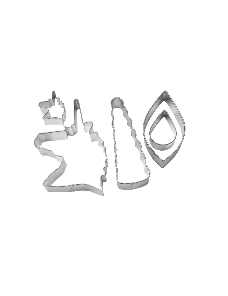 5 Einhorn-Kuchenausstecher, Ohren- und Horn-Set