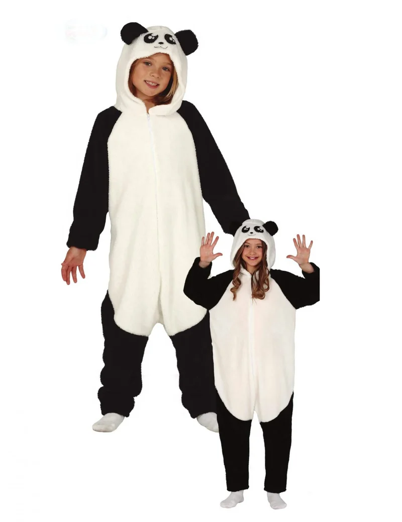 Panda-Kostüm Tier-Overall Einteiler für Kinder weiss-schwarz