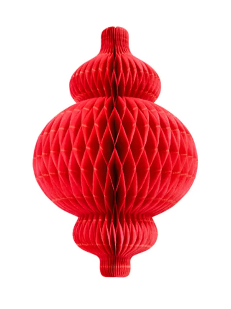 Rote Wabenlaterne aus Papier 30 cm zum Aufhängen