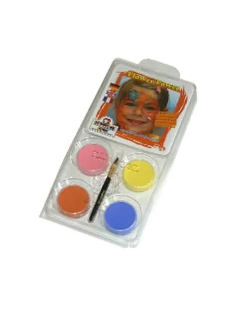 Flower Power-Make-up-Set für Kinder mit Pinsel bunt