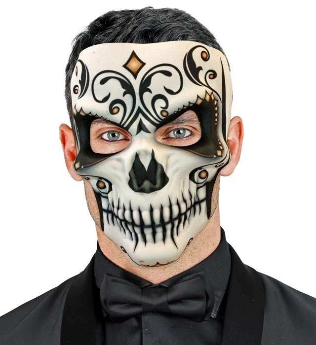 Dia De Los Muertos Maske Schwarz Weiß