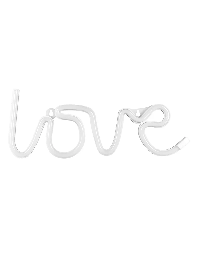 LED Neon Love Leuchtreklame Weiß 34,5 x 13 cm Batteriebetrieben