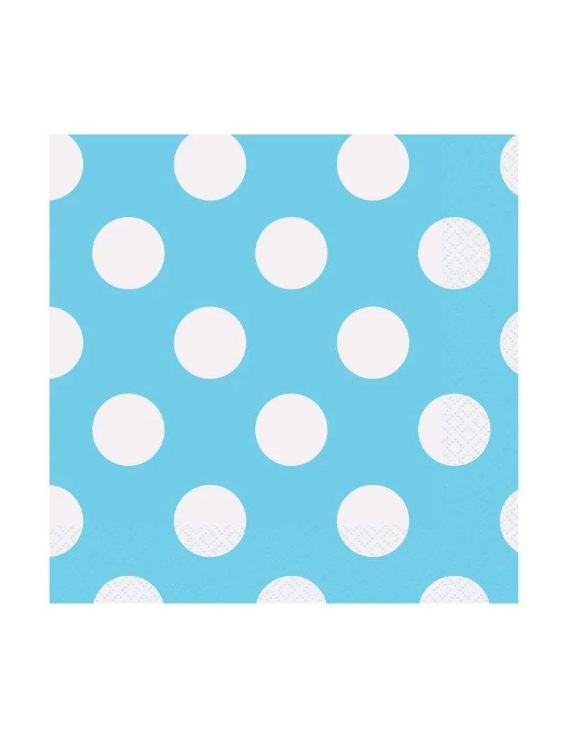 16 kleine blaue gepunktete Cocktail-Papierservietten 25 x 25 cm