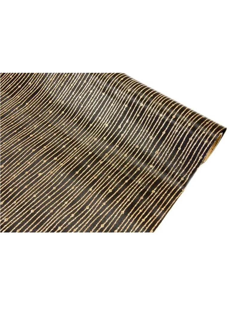 Tischläufer Schwarz Satin mit Goldglitzer 28 cm x 5 m Elegant
