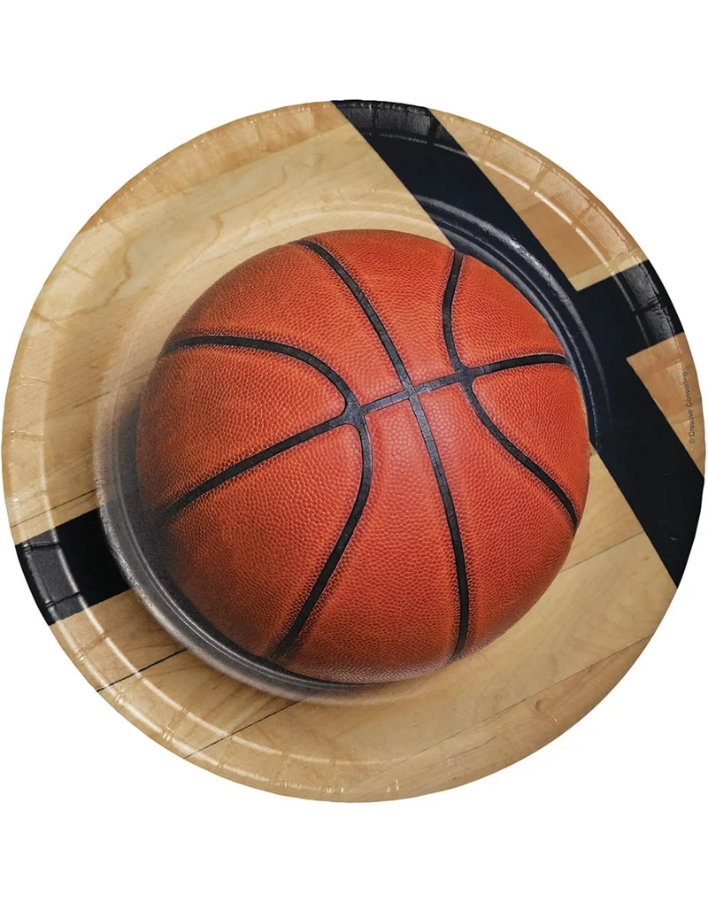8 Pappteller Basketball 23 cm Sport-Motto