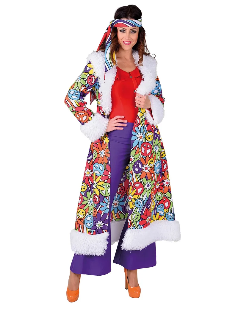 Bunter Hippie-Mantel für Erwachsene