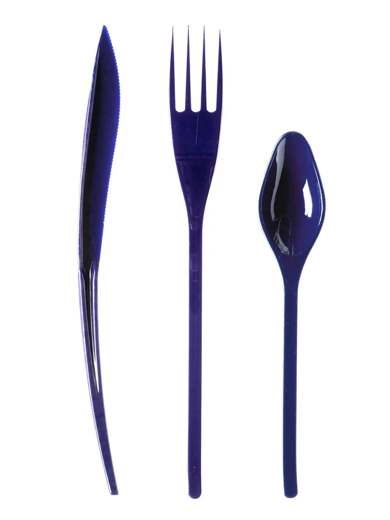 30 marineblaue Plastikbestecke - Premium