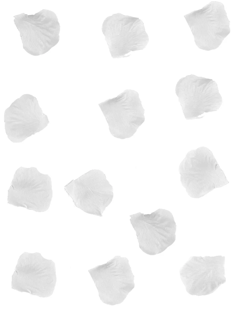 100 weiße Rosenblätter aus Stoff, 5 x 5 cm