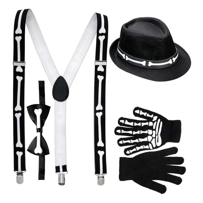 Halloween Zubehör Set Skelett 4 Stück