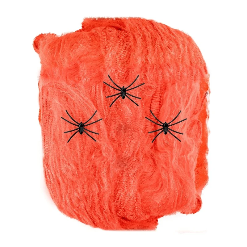 Orange Spinnennetz mit Spinnen 4 Stück