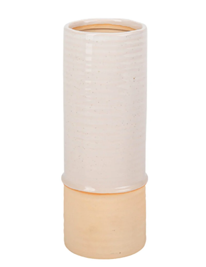 Keramikvase beige meliert und Sand 19 cm