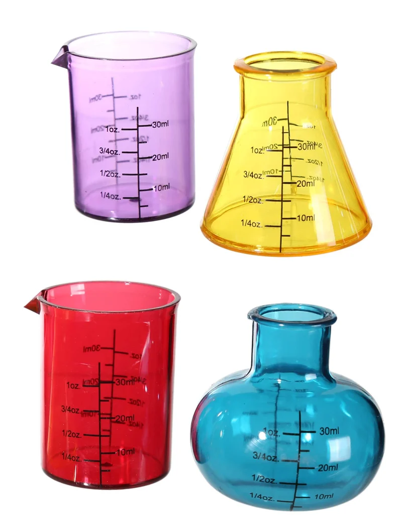 Set mit 4 Chemiker Schnapsgläsern
