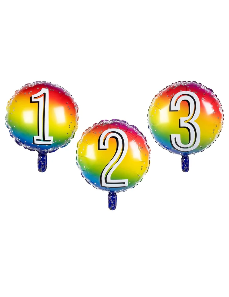 Multicolor Aluminium Folienballon Zahl 45 cm heliumgeeignet Geburtstag