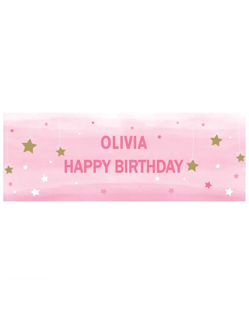 Rosa personalisierbares Banner 50 x 152 cm mit selbstklebenden Buchstaben