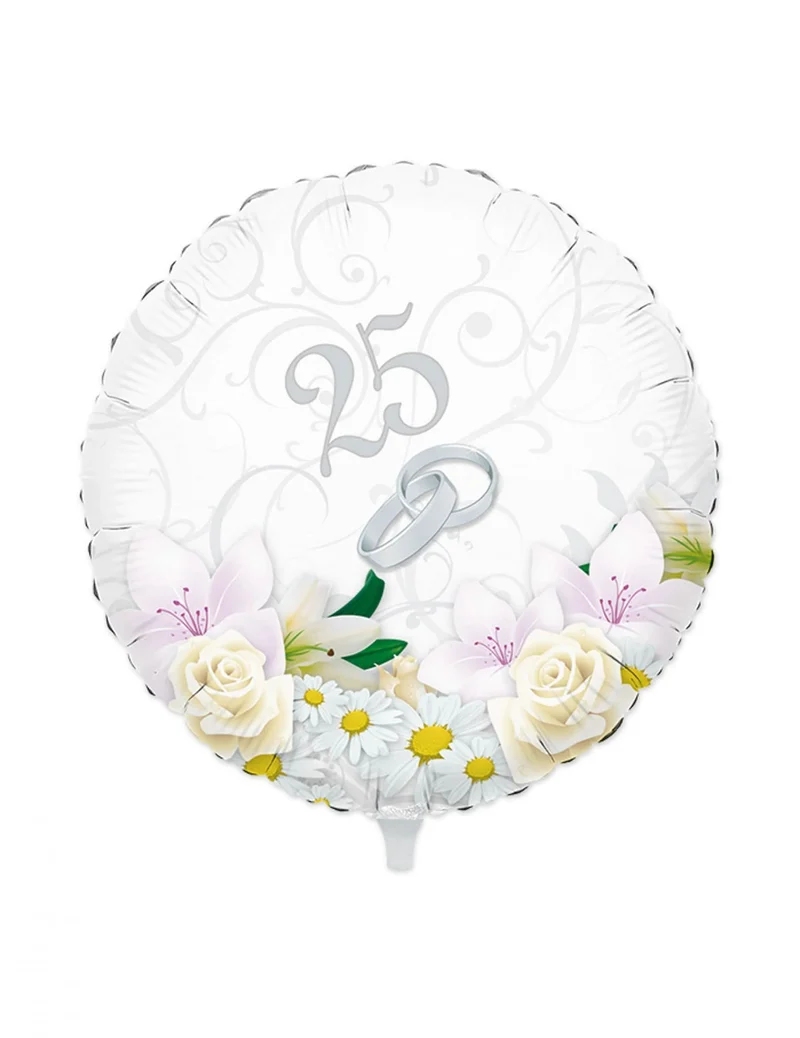 Aluminiumballon 25 Jahre Ehe 45 cm Silber