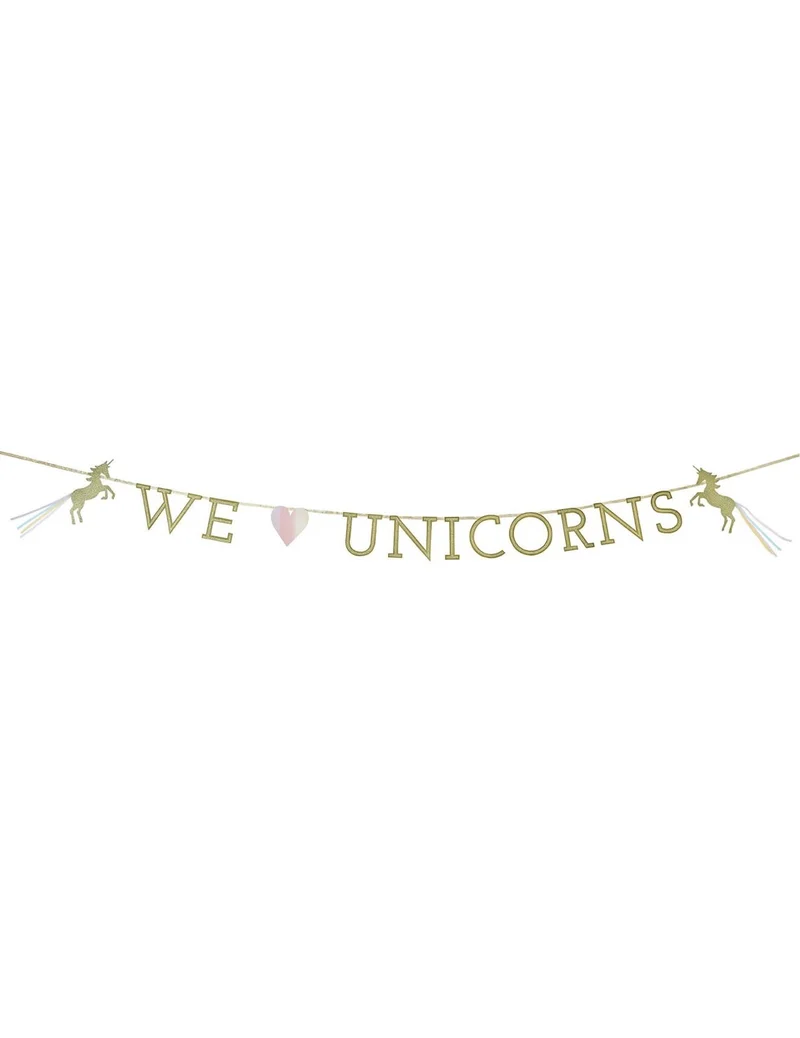 Girlande aus Pappe we love unicorns 3 m gold Geburtstag