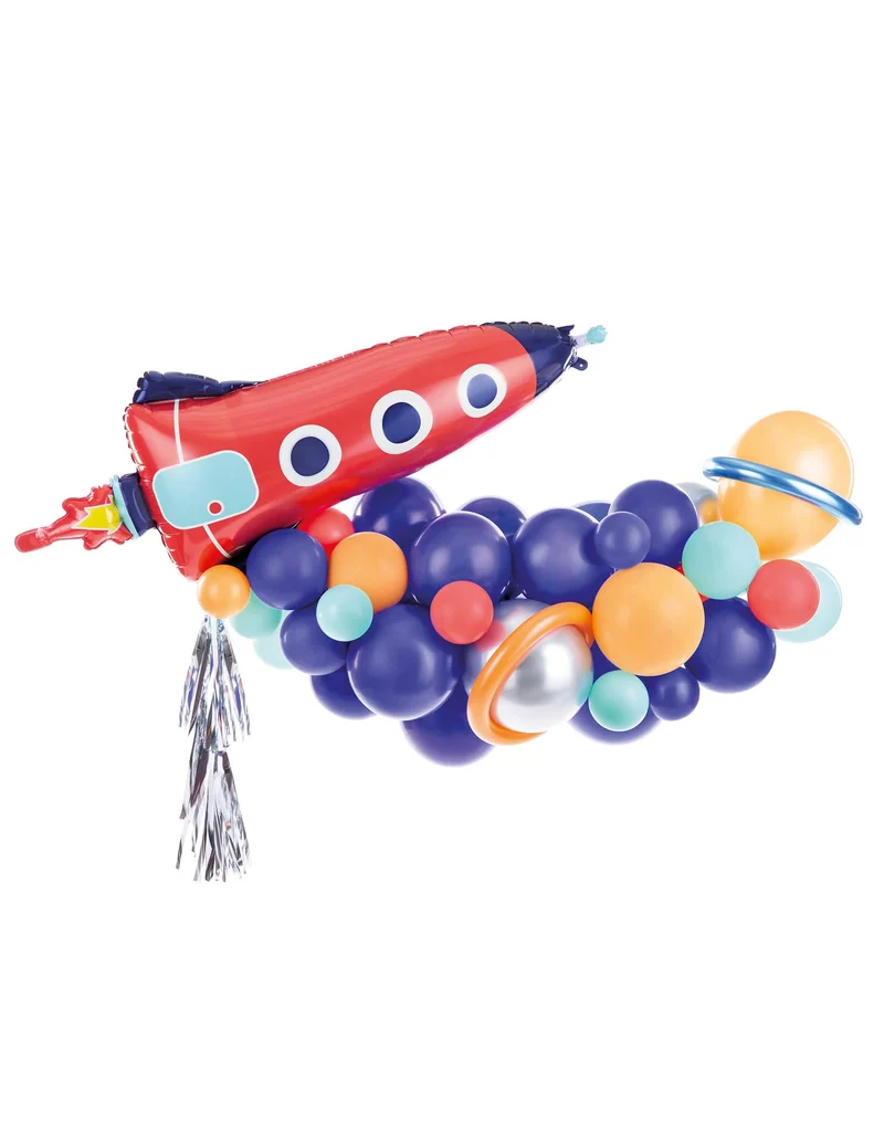 Set Weltraum-Ballongirlande 76-teilig mit Rakete