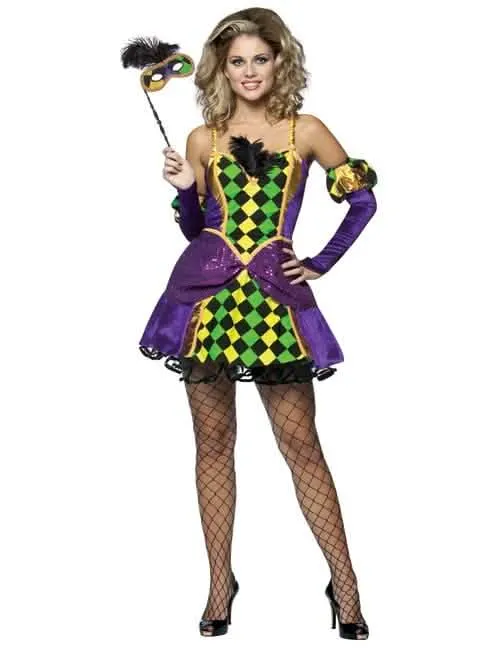 Harlekin-Karnevalskostüm für Damen Fasching bunt