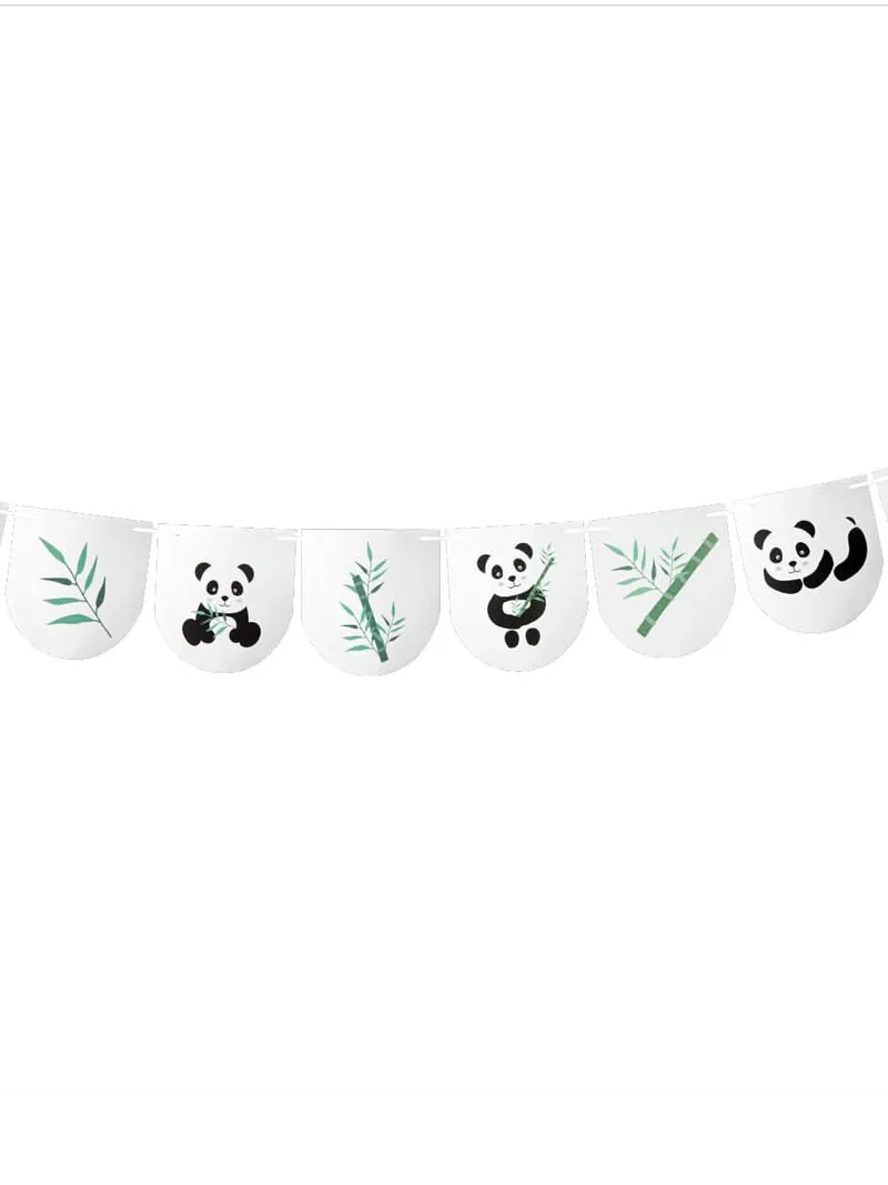 Panda Wimpelkette mit 11 Wimpeln 3 m Geburtstag und Bambus