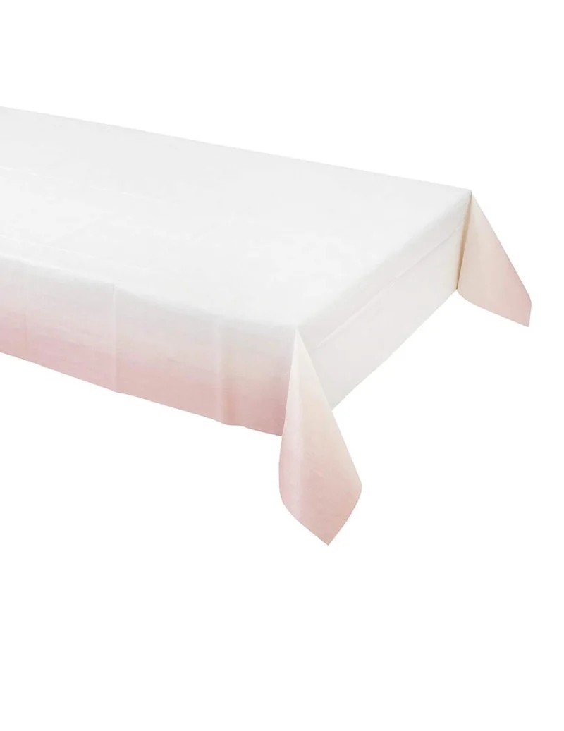 Rosa und weiße Papiertischdecke 180 x 120 cm, Einweg