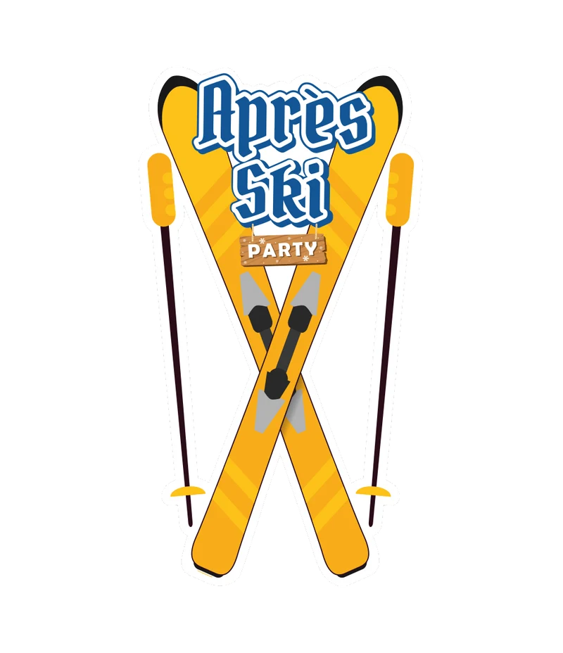 Blau-Gelbes Türschild Apres Ski 90cm