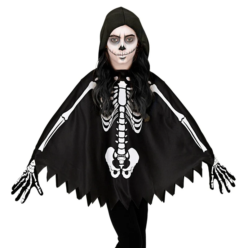 Halloween Poncho Kind Skelett