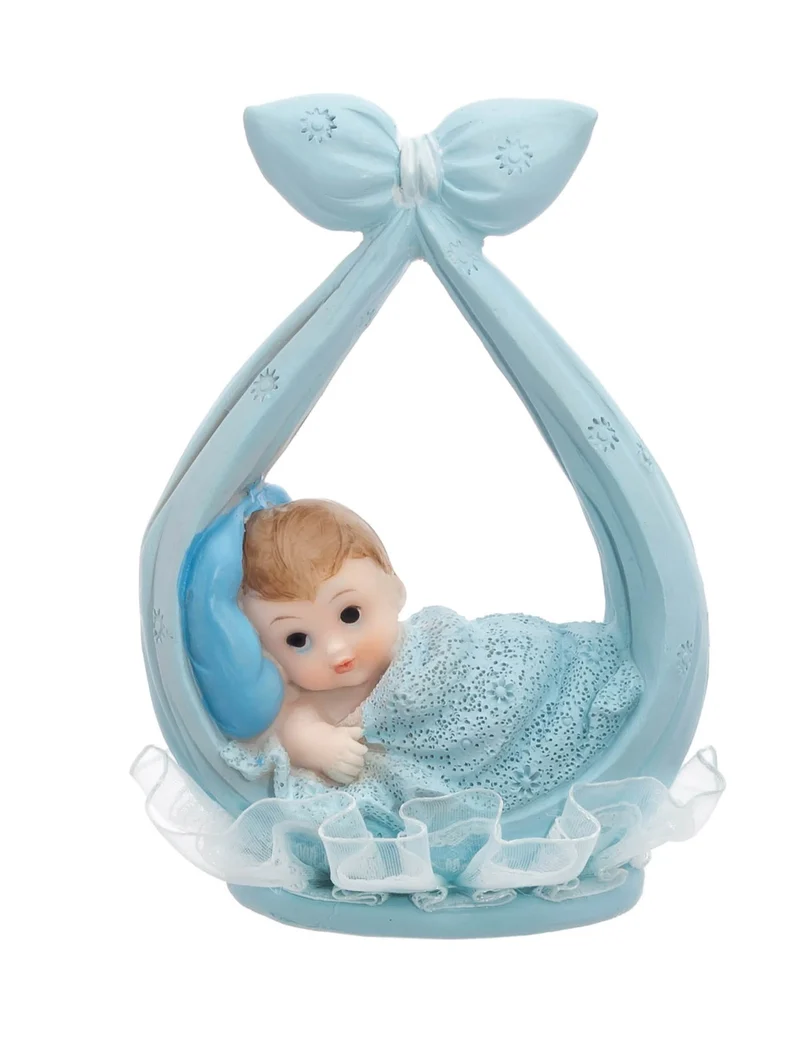 Figur kleiner Junge in blauem Schal 11 cm für Taufe